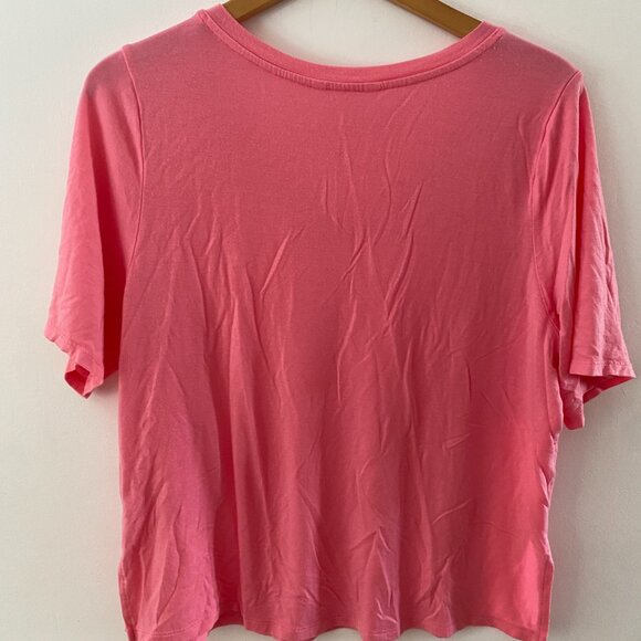 Athleta Essential V-Neck Tee Hot Pink Size Medium - Picture 3 of 3